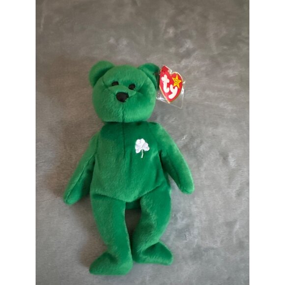 TY Beanie Baby Erin The Bear 1997 With Tag Emerald Green Luck Clover Irish - Picture 2 of 5